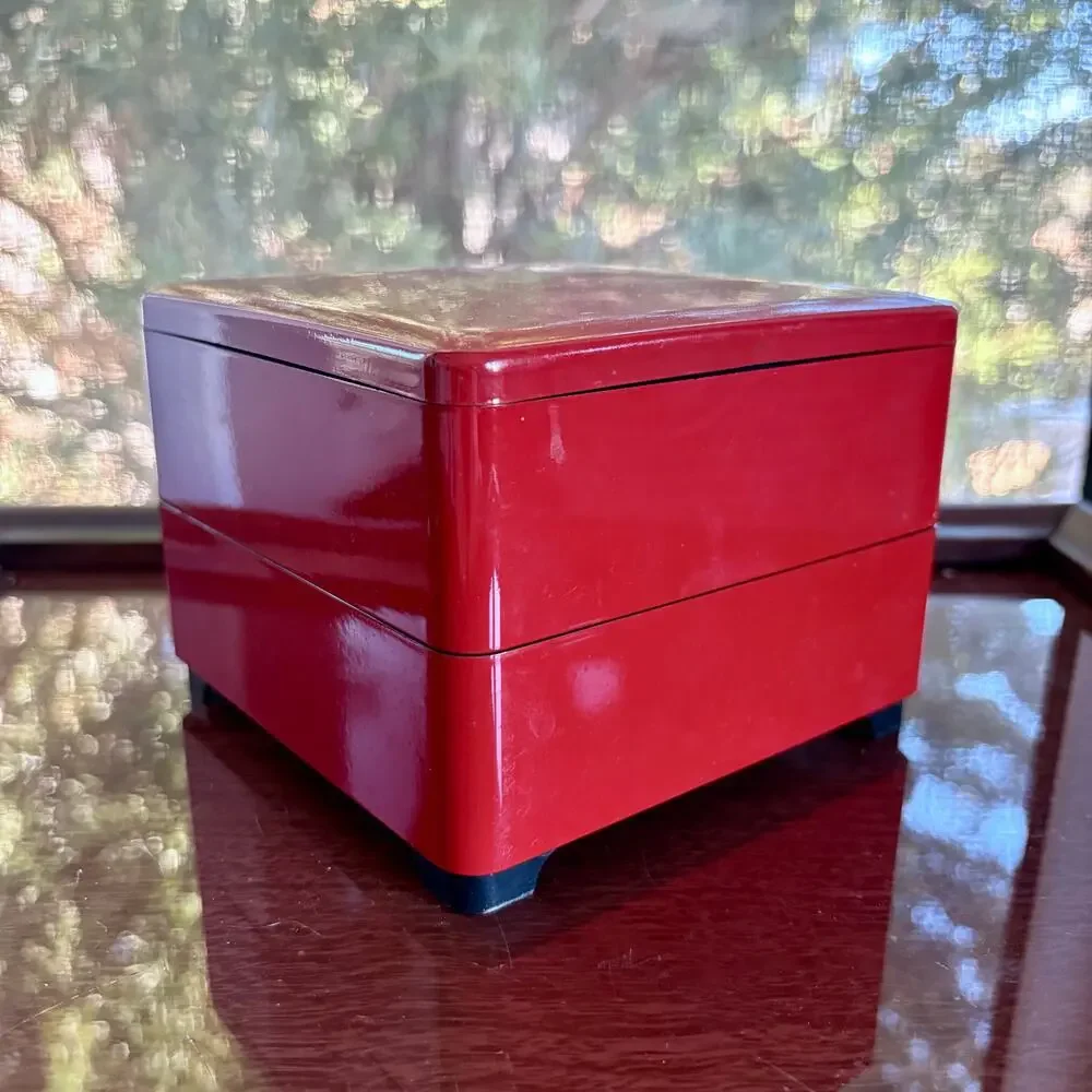 Vintage CMC Japan Red Black Stacking Bento Box 2 Tier